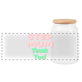 STEP MUM THANK YOU - MOTHER'S DAY - Panoramic Cookie Jar with Wooden Lid - white - Front