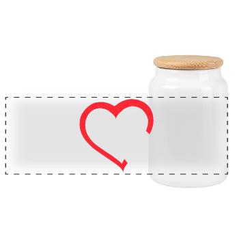 Cœur rouge avec patte de chien blanc. Chien # - Boîte à biscuits avec couvercle en bois - blanc - Devant