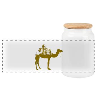 Jamal AL-Mahamel - Panoramic Cookie Jar with Wooden Lid - white - Front