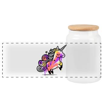 Licorne fantaisiste avec Splash Art - Boîte à biscuits avec couvercle en bois - blanc - Devant