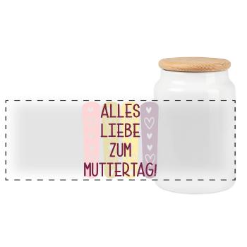 Alles Liebe zum Muttertag - MAMA Sprüche - MAMI - Panorama Keksdose mit Holzdeckel - Weiß - Vorne