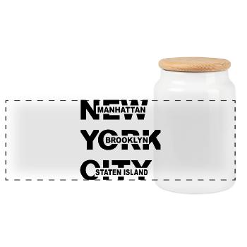 New York City NYC Manhattan Brooklyn Shirt - Panorama Keksdose mit Holzdeckel - Weiß - Vorne