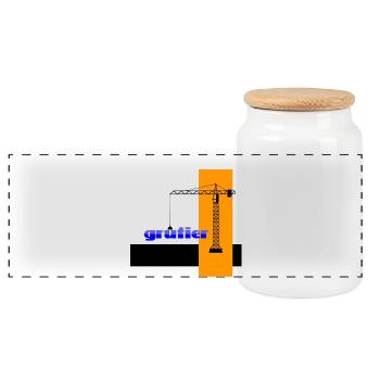 Crane operator - Panoramic Cookie Jar with Wooden Lid - white - Front