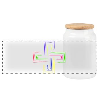Neon Prism Frames Abstract Logo - Panoramic Cookie Jar with Wooden Lid - white - Front