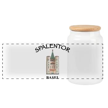 Basel, Spalentor, Schweiz - Panorama Keksdose mit Holzdeckel - Weiß - Vorne