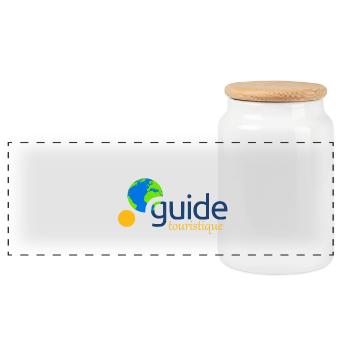 Tourist guide - Panoramic Cookie Jar with Wooden Lid - white - Front