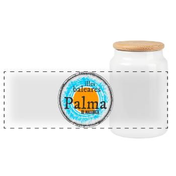 Balearen Inseln Palma Design - Panorama Keksdose mit Holzdeckel - Weiß - Vorne