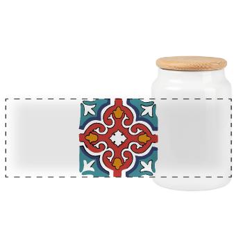 Jordan ceramics 1 - Panoramic Cookie Jar with Wooden Lid - white - Front