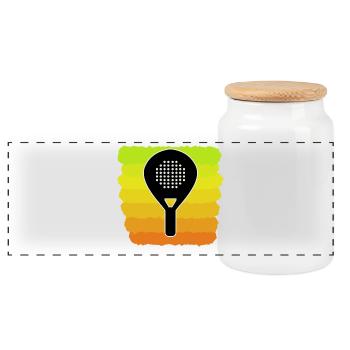 Padel Game Tennis Rackets Padel Sports Fans - Panoramic Cookie Jar with Wooden Lid - white - Front