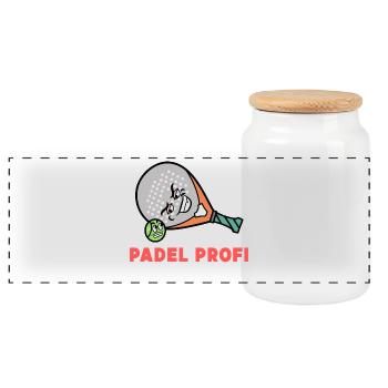 Déclaration de balles de raquette Padel Player Sport - Boîte à biscuits avec couvercle en bois - blanc - Devant