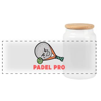 Padel Training Player Statement Tournament Racket - Panoramic Cookie Jar with Wooden Lid - white - Front