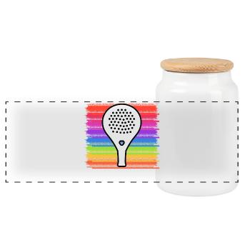 Raquette Padel Sport Tennis Padel Jeu Servir - Boîte à biscuits avec couvercle en bois - blanc - Devant
