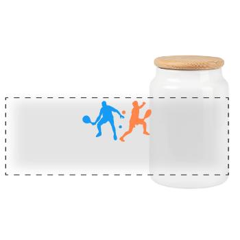 Padel Team Training Player Padel Padel Game Sports - Panoramic Cookie Jar with Wooden Lid - white - Front
