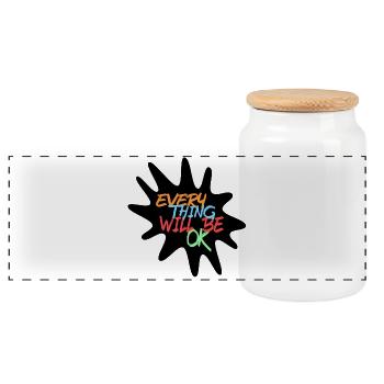 Tout ira bien! Tout ira bien # - Boîte à biscuits avec couvercle en bois - blanc - Devant