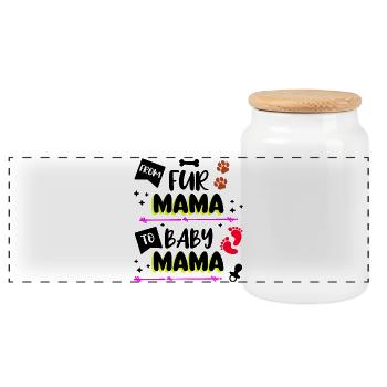 Mom Statement Pacifier Pregnant Baby Parents - Panoramic Cookie Jar with Wooden Lid - white - Front