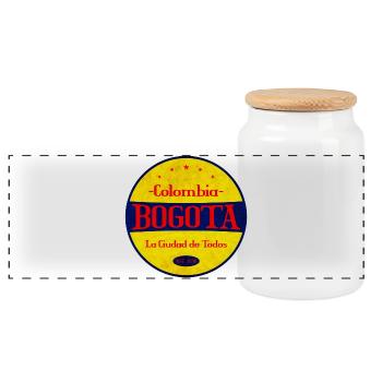 Bogota - Panoramic Cookie Jar with Wooden Lid - white - Front