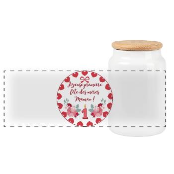 Première fête des mères. Bonne fête maman. - Boîte à biscuits avec couvercle en bois - blanc - Devant