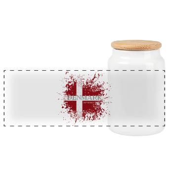 Flag of Denmark grunge, Danish pride - Panoramic Cookie Jar with Wooden Lid - white - Front