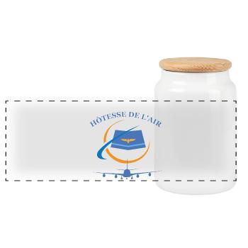 Hôtesse de l'air - Boîte à biscuits avec couvercle en bois - blanc - Devant