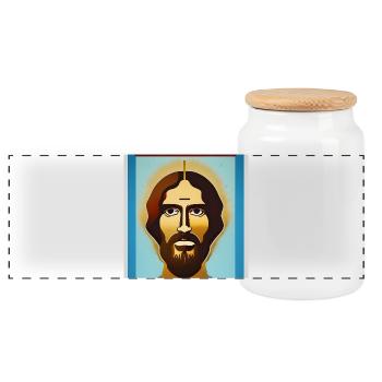 HaloJesus Stil-Porträt - Panoramic Cookie Jar with Wooden Lid - white - Front