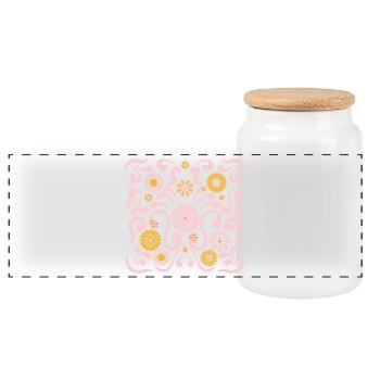 flower festival l pink and yellow - Panoramic Cookie Jar with Wooden Lid - white - Front