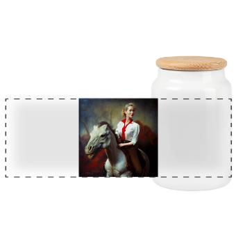 Dyno rider 01 - Panoramic Cookie Jar with Wooden Lid - white - Front