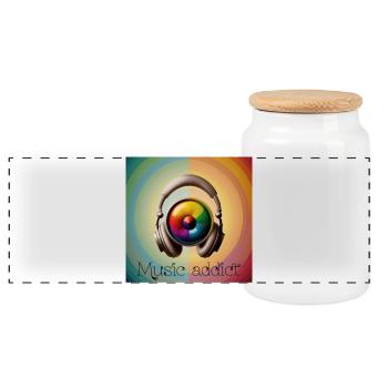 Music addict 02 - Panoramic Cookie Jar with Wooden Lid - white - Front