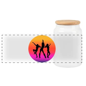 diso, disco fan, disco music - Panoramic Cookie Jar with Wooden Lid - white - Front