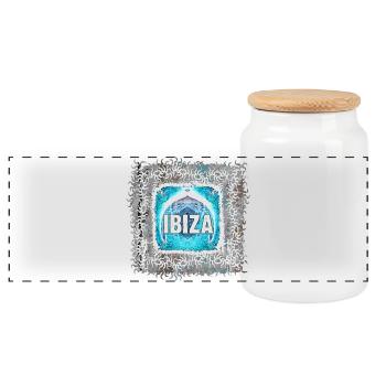 Ibiza Spirit Neon Design - Panorama Keksdose mit Holzdeckel - Weiß - Vorne