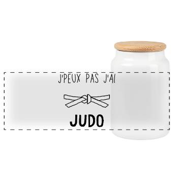 J Peux Pas J Ai Judo - Boîte à biscuits avec couvercle en bois - blanc - Devant