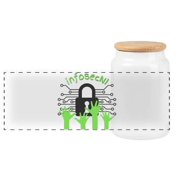 InfoSec NI - Panoramic Cookie Jar with Wooden Lid - white - Front