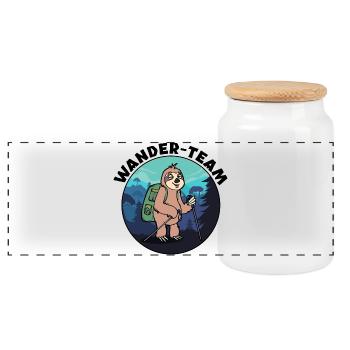 Hikers Hike Hiking Statement Mountains Nature - Panoramic Cookie Jar with Wooden Lid - white - Front