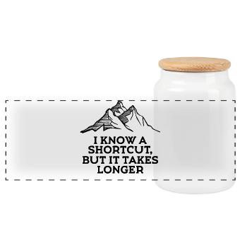 Hike Hiking Hiker Statement Mountain Peaks - Panoramic Cookie Jar with Wooden Lid - white - Front