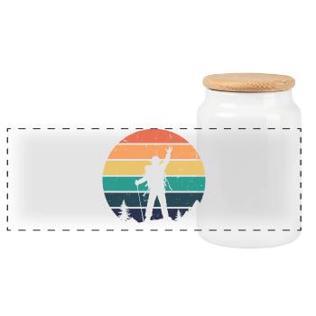 Glacier Hiking Hiker Hike Mountain Peaks - Panoramic Cookie Jar with Wooden Lid - white - Front