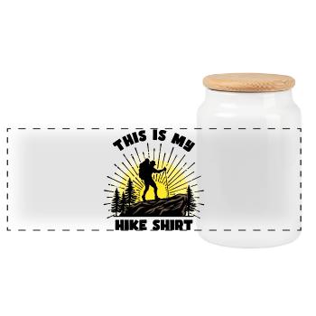 Hiker Statement Hike Hiking Mountain Hike - Panoramic Cookie Jar with Wooden Lid - white - Front