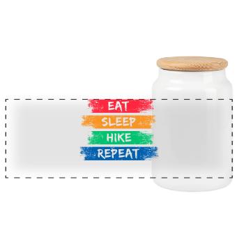 Mountain Hiking Hike Statement Hiking Hiker - Panoramic Cookie Jar with Wooden Lid - white - Front