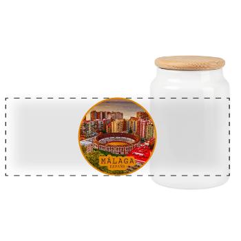 Panorama des arènes de Malaga - Boîte à biscuits avec couvercle en bois - blanc - Devant