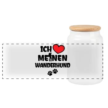 Bergsteigen Herz Statement Ich Liebe Wandern - Panorama Keksdose mit Holzdeckel - Weiß - Vorne