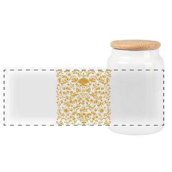 Ornementation dorée avec ornement Otomi - Boîte à biscuits avec couvercle en bois - blanc - Devant