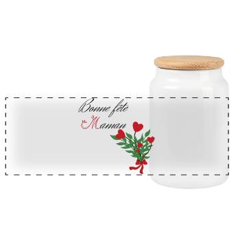 Bonne fête Maman. Fête des mères. Bouquet coeurs. - Boîte à biscuits avec couvercle en bois - blanc - Devant