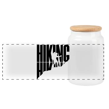 Hiker Saying Hiking Mountain Hike Mountain Peaks - Panoramic Cookie Jar with Wooden Lid - white - Front