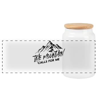 Mountains Nature Hiking Statement Mountain Hike - Panoramic Cookie Jar with Wooden Lid - white - Front