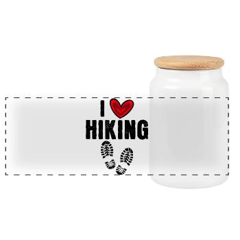Ich Liebe Wandern Wanderer Herz Statement Berge - Panorama Keksdose mit Holzdeckel - Weiß - Vorne