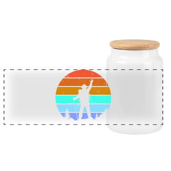 Mountaintops, mountaineering, hiking, hiking - Panoramic Cookie Jar with Wooden Lid - white - Front