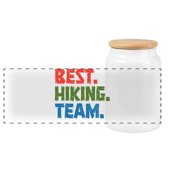 Hiking Hikers Statement Mountaineering Nature - Panoramic Cookie Jar with Wooden Lid - white - Front