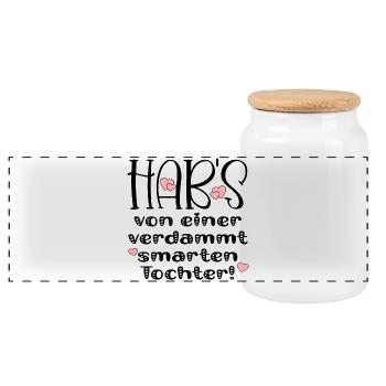 FRECHE FAMILIENSPRÜCHE GESCHENKE TOCHTER ELTERN - Panorama Keksdose mit Holzdeckel - Weiß - Vorne