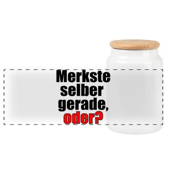 Sprüche Geschenke - Merkste selber - Erkenntnis - Panorama Keksdose mit Holzdeckel - Weiß - Vorne