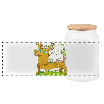 Zwiebelnatur - Panorama Keksdose mit Holzdeckel - Weiß - Vorne
