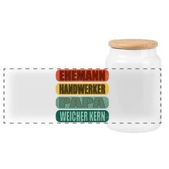 Geschenke zum Vatertag - PAPA - WEICHER KERN - Panorama Keksdose mit Holzdeckel - Weiß - Vorne