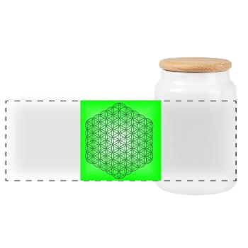 Flower of Life for Relaxation - 5th Dimension - Panoramic Cookie Jar with Wooden Lid - white - Front